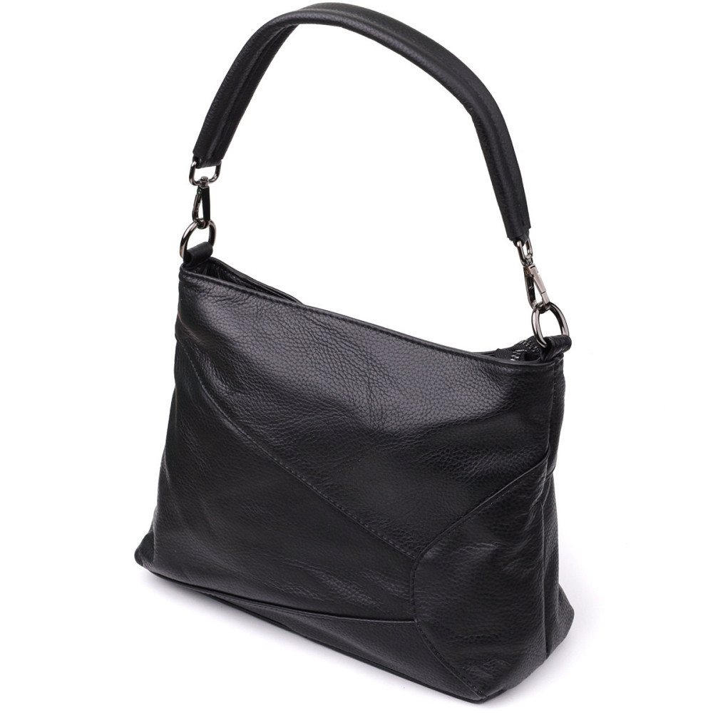 Небольшая женская сумка с двумя ремешками из натуральной кожи Vintage 23014 Черный Киев - изображение 1