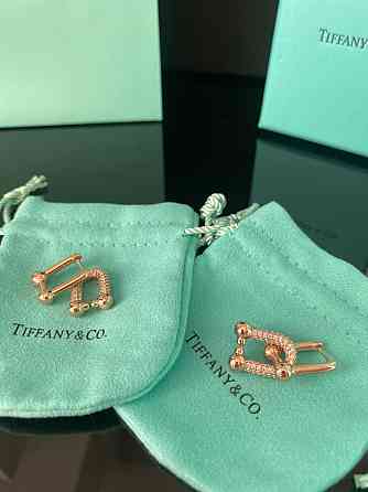 Тиффани серьги Hardwear / Tiffany серьги с цирконием напыление розовое золото / упакованы в мешочек Одесса