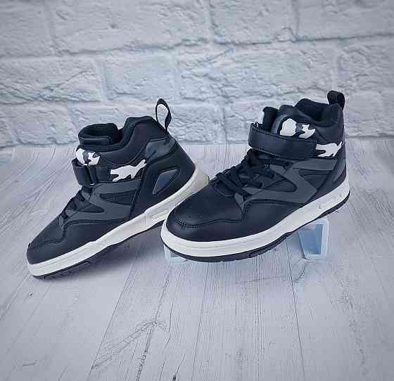 Детские демисезонные кроссовки хайтопы черные милитари для мальчиков ТМ 