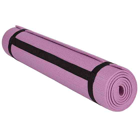 Килимок для йоги фітнесу гімнастіки каремат PowerPlay 4010 PVC Yoga Mat Рожевий 173см на 61см Київ