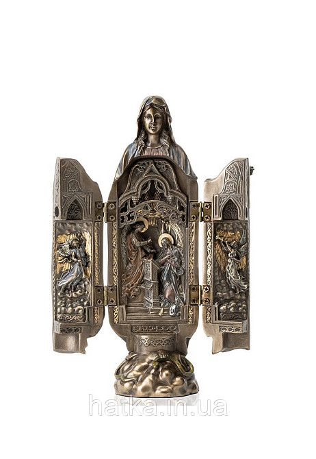 Статуетка триптих Veronese "Богородиця, Діва Марія" 77749A4  біблейський сюжет із бронзовим покриттям Київ - фото 1