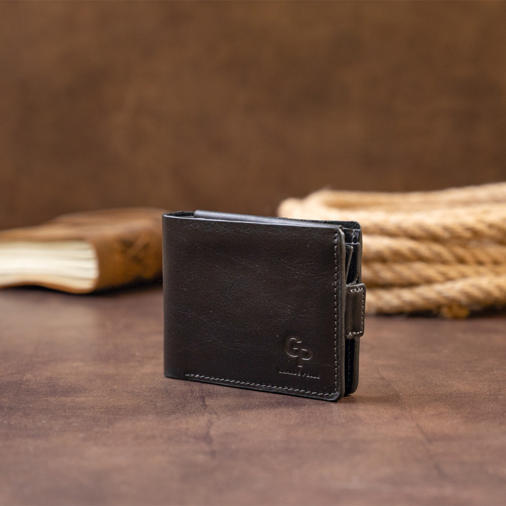 Портмоне горизонтальное Amico на магните на два отделения GRANDE PELLE 11320 Черное Киев - изображение 9