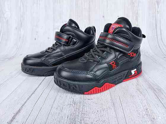 Детские демисезонные кроссовки хайтопы черно-красные на флисе для мальчиков 29 Николаев