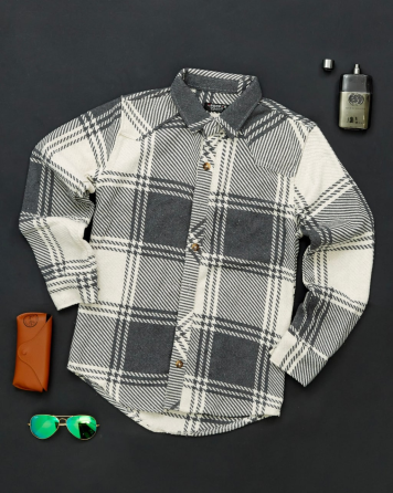 Тепла чоловіча сорочка Бейджин Сіро-білий L Харків