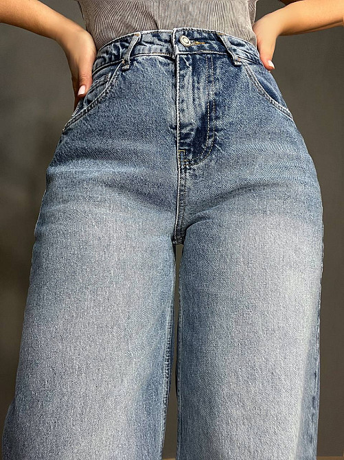 Джинсы женские Mikaletta 13475 WIDE LEG jeans палаццо широкие от бедра высокая посадка большие разме Одесса - изображение 4