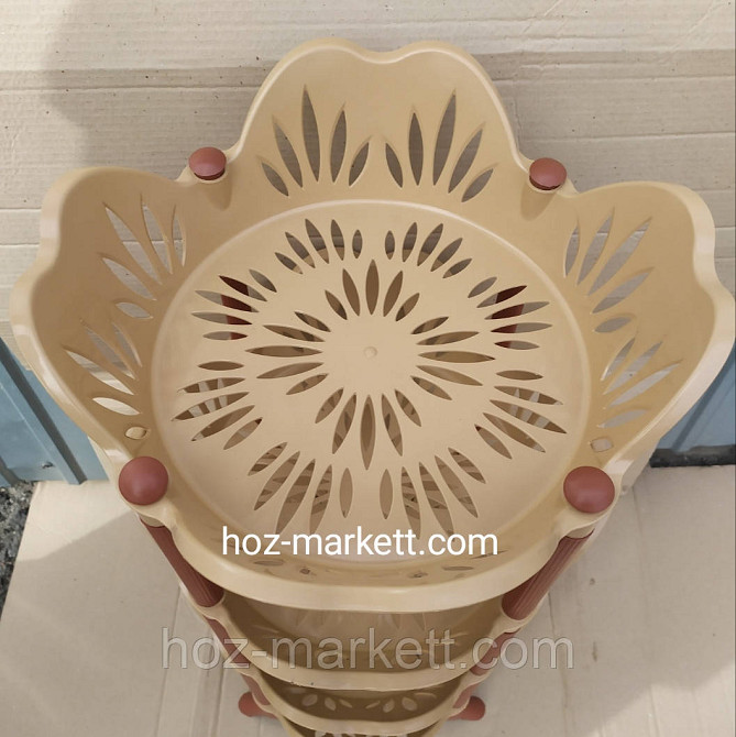 Полка этажерка пластиковая для ванны и кухни бежевая круглая Харьков - изображение 4