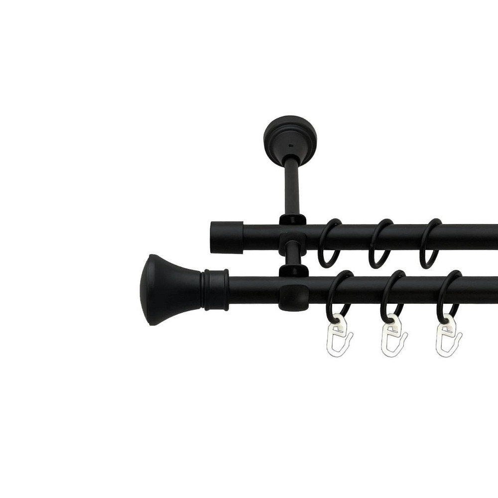 Карниз Orvit Люксор металевий дворядний відкритий гладка труба кільце металеве Чорний Оксамит 16\16 мм 140 см (00-00027171) Львів - фото 1