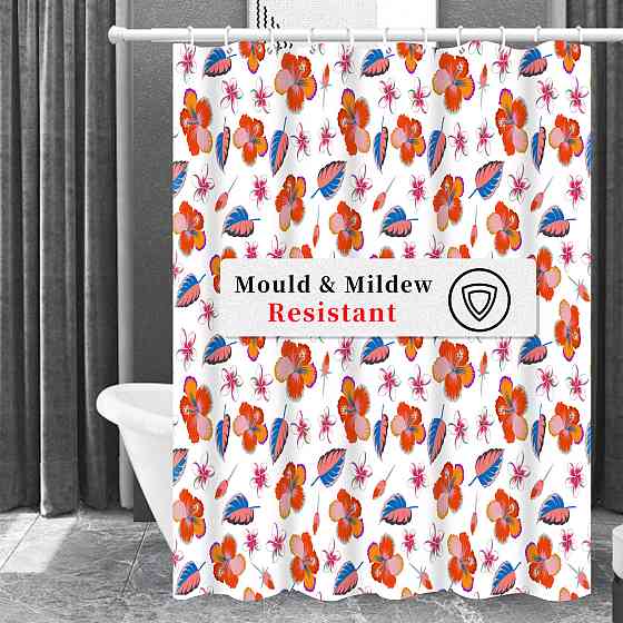 Шторка для ванны из полиэстера водонепроницаемая Bathlux 180x180 см с кольцами, занавеска для ванной комнаты Каменец-Подольский