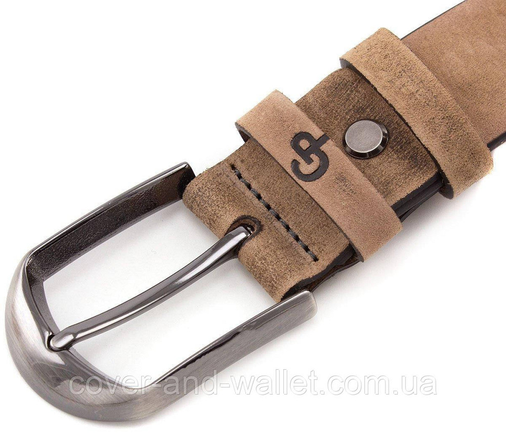 Мужской бежевый кожаный ремень ручной роботы Grande Pelle Labbro Киев - изображение 8