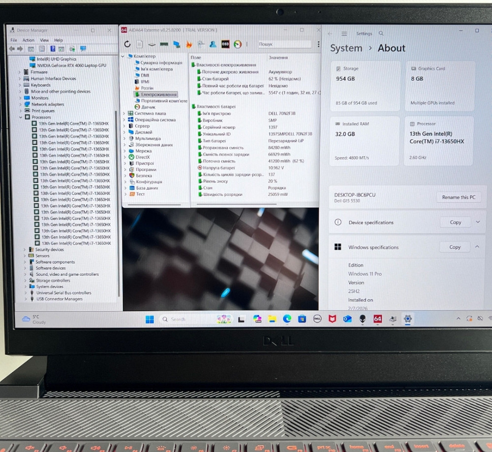Dell G15 5530 i7-13650HX RTX 4060 32GB RAM 1TB SSD 360hz Гарантия. Харьков - изображение 5