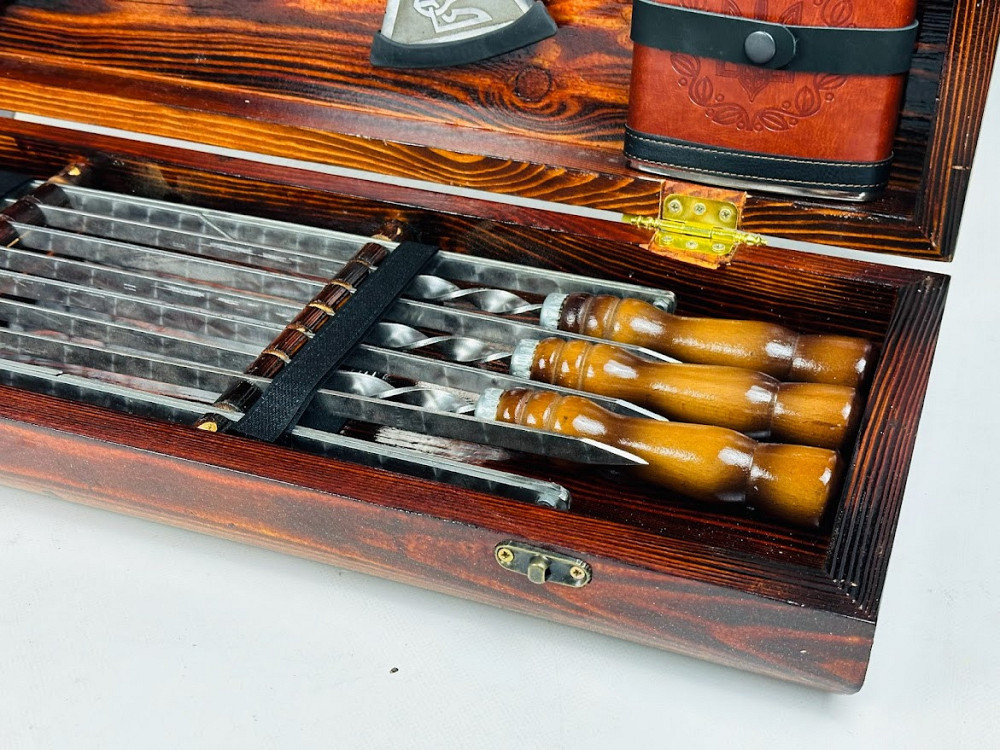 Подарунковий набір шампурів в дерев'яному кейсі КОЗАК HAPPY DAYS Тернопіль - фото 4