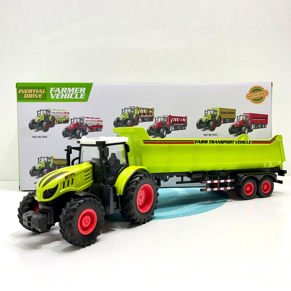 Трактор інерційний з причепом масштаб 1:14 гумові колеса світло звук Салатовий (99-55D) Чернігів - фото 3