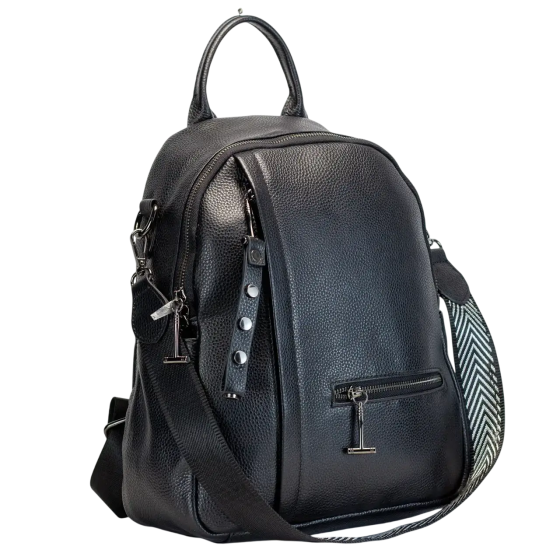 Жіночий рюкзак Tiding Bag (23 х 32 х 13 см) з натуральної шкіри Чорний Вінниця