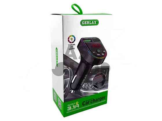 FM Модулятор C-M13 12-24V 3.1A 2USB QC3.0 BT5.3 RGB LED дисплей чорний ТМ GERLAX Київ