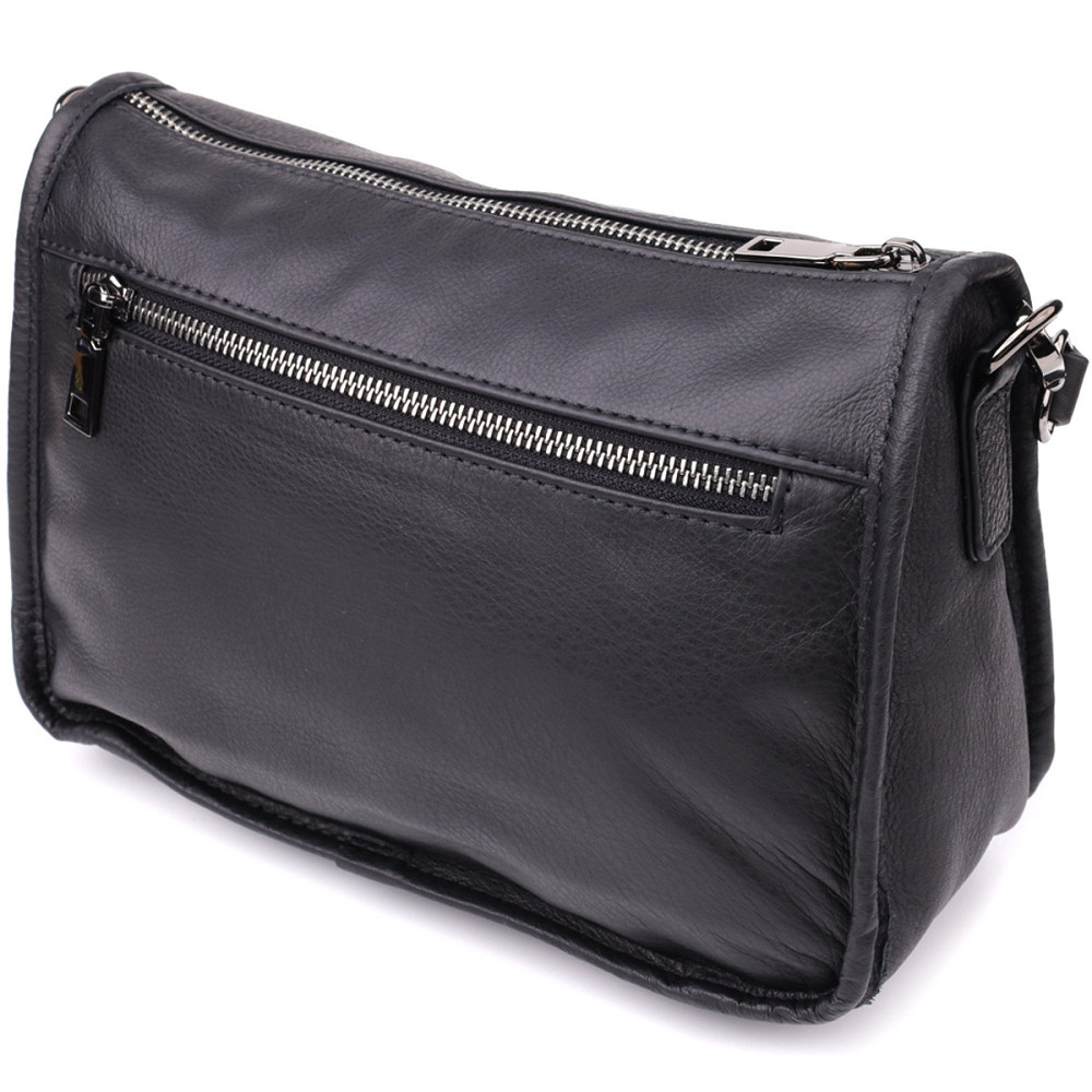 Стильна сумка на плече з натуральної шкіри Vintage 23001 Чорний Київ - фото 2