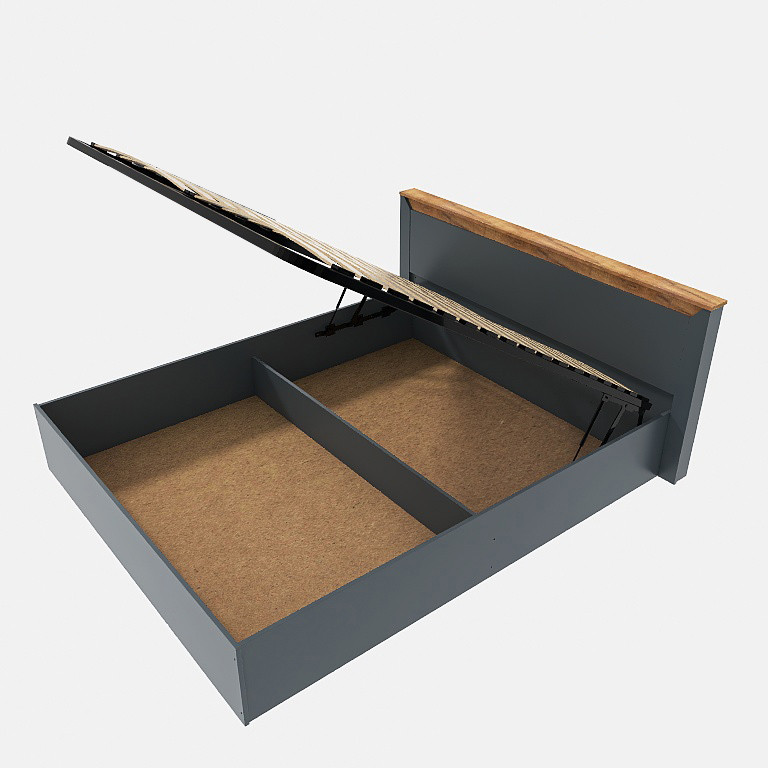 Кровать двуспальная Эверест Нордик-1400 (подъемный механизм) 140х200 см Графит + Дуб крафт золотой (DTM-5554) Днепр - изображение 2