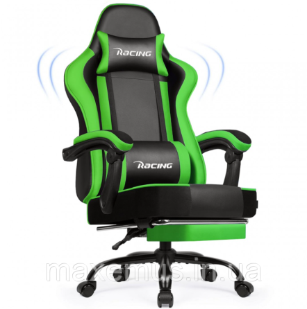 Компьютерное кресло с нагрузкам до 300 кг для геймера с подставкой для ног и регулировкой спинки Bonro Racing B-059 зеленое Мостиска