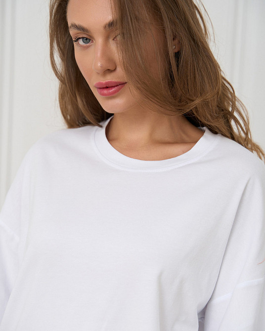 Футболка жіноча оверсайз кругла горло Nicoletta — Біла XL Київ - фото 7