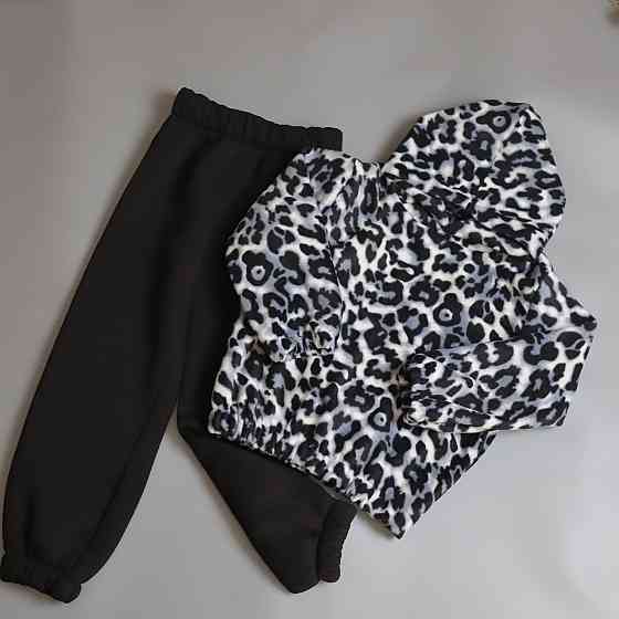 Зимовий флісовий дитячий костюм лео сірий (худі з капюшоном + штани) 140 Кам'янець-Подільський