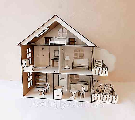 Ляльковий будиночок   з терасою і набором меблів. Зібраний , готовий до гри. Ірпінь