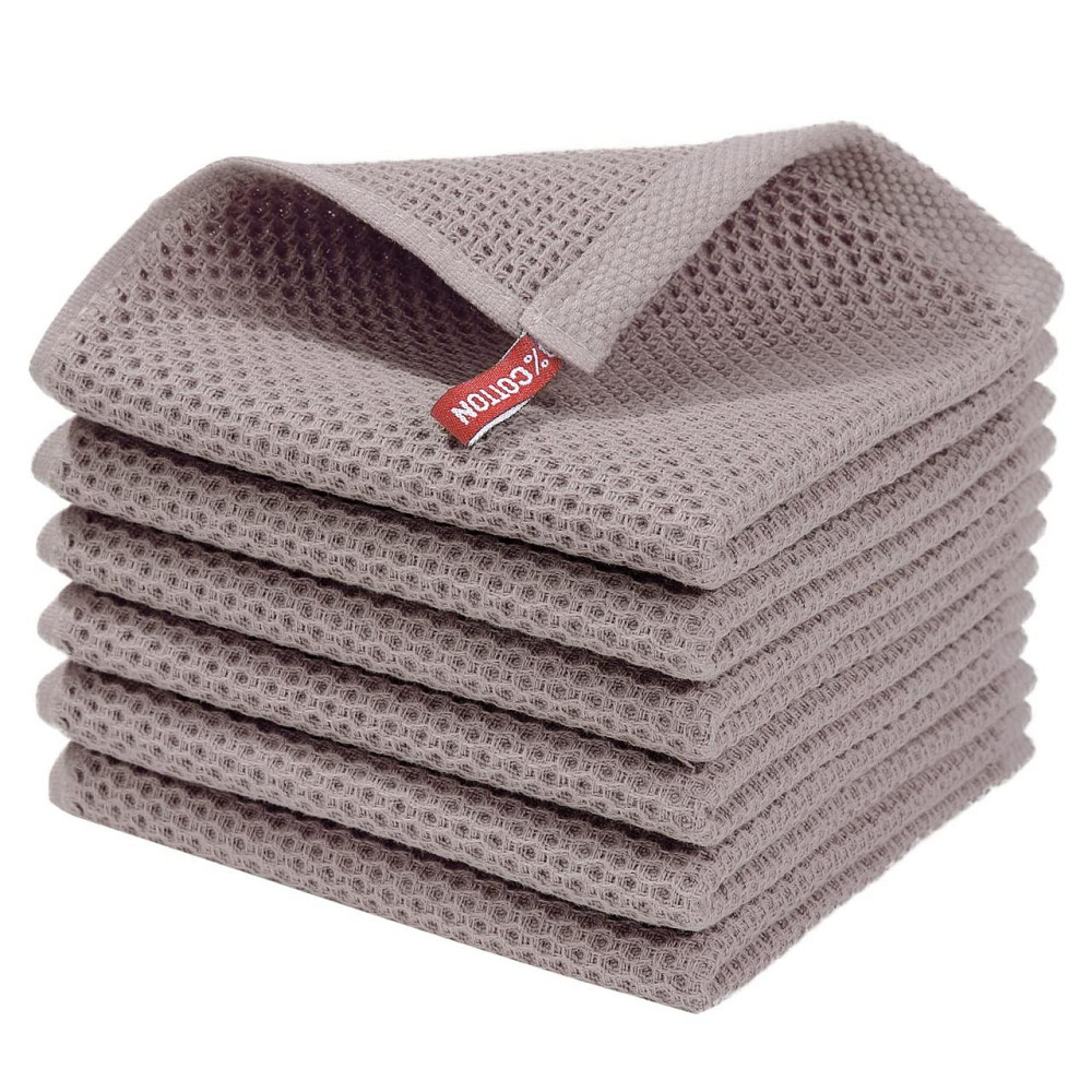 Набір кухонних рушників зі 100% бавовни - Вафельні серветки для кухні 34*34 см  6 шт Кава Буча - фото 1