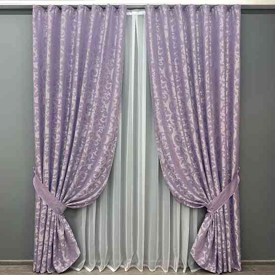 Комплект готових штор VR-Textil Жакард Вензель № 295ш Бузковий 200х270 см 2 шт (32-005) Київ