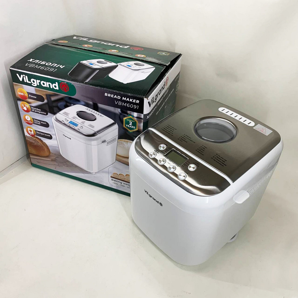 Настільна хлібопічка для дому ViLgrand VBM6091 600 Вт, 19 програм, Хлібопічка з РК-дисплеєм AJ-15 Київ - фото 3
