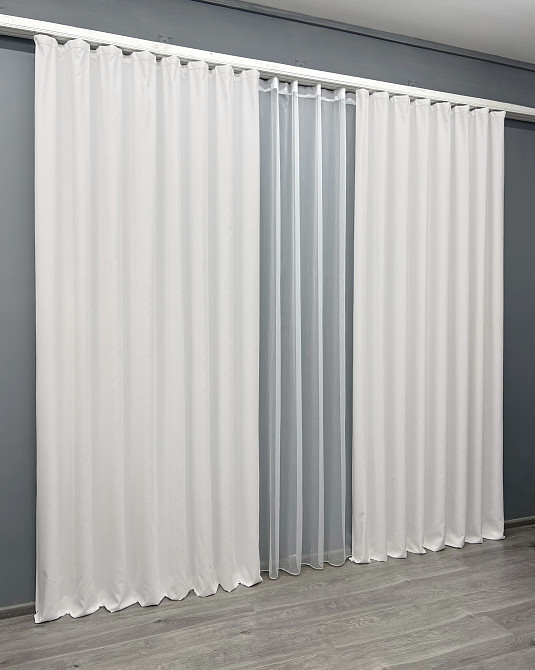 Комплект готовых штор VR-Textil Микровелюр Petek YL № 2021ш Белый 200х290 см 2 шт (32-359) Киев - изображение 4