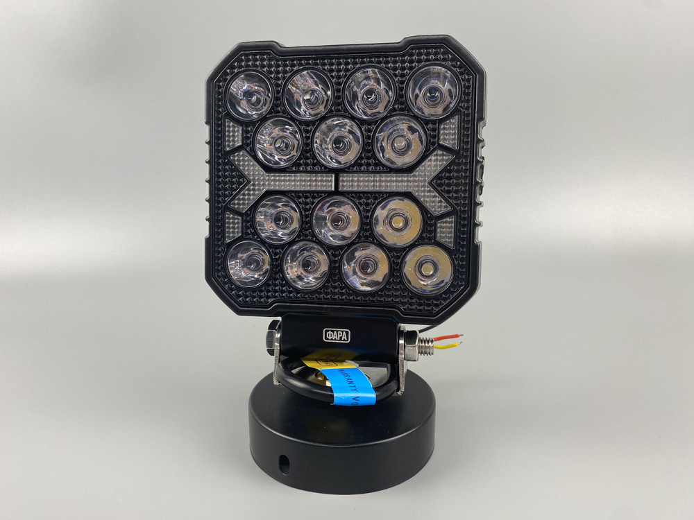 Фара LED квадратна 16 Led chip 12/24V. Широкий промінь + DRL світло (жовта горизонт лінія), світло 6500К, IP67 Мукачево - фото 5
