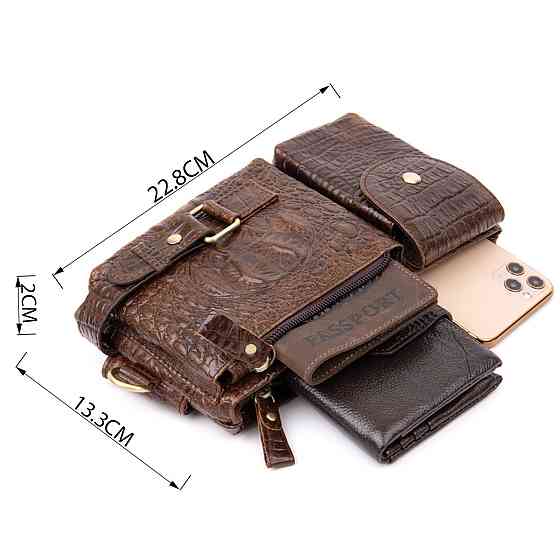 Бананка поясна під шкіру рептилії унісекс Vintage 20401 Коричнева Київ