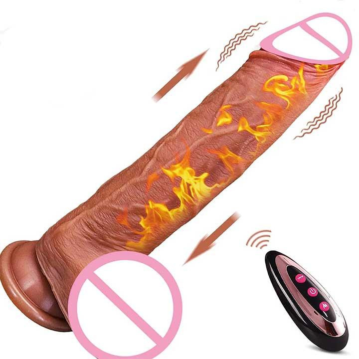 Реалістичний вібратор із поступальними рухами та підігрівом 22 см - Коричневий Вінниця - фото 1