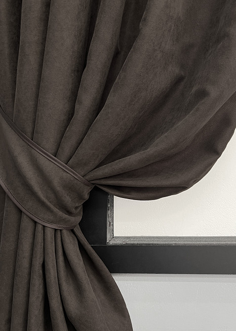 Комплект коротких штор VR-Textil Мікровелюр Petek YL № 1892ш Венге 140х170 см 2 шт (35-0422) Київ - фото 4