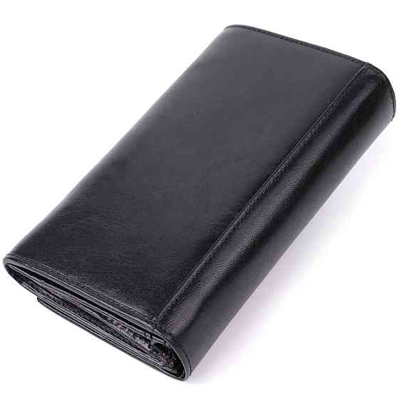 Стильный женский горизонтальный кошелек из глянцевой натуральной кожи Tony Perotti 20884_1 (1073 nero) Черный Киев