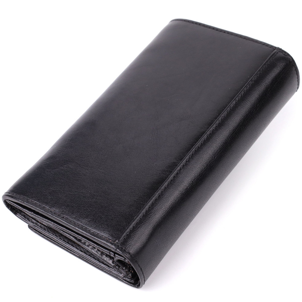 Стильный женский горизонтальный кошелек из глянцевой натуральной кожи Tony Perotti 20884_1 (1073 nero) Черный Киев - изображение 2