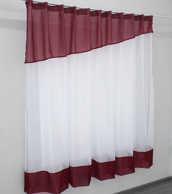 Кухонная занавеска VR-Textil № 047к бордовый с белым 280х170 см (50-397) Киев - изображение 2