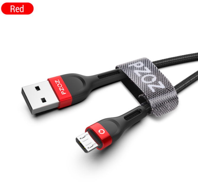 Кабель MicroUsb PZOZ 2m Black/Red Київ - фото 1