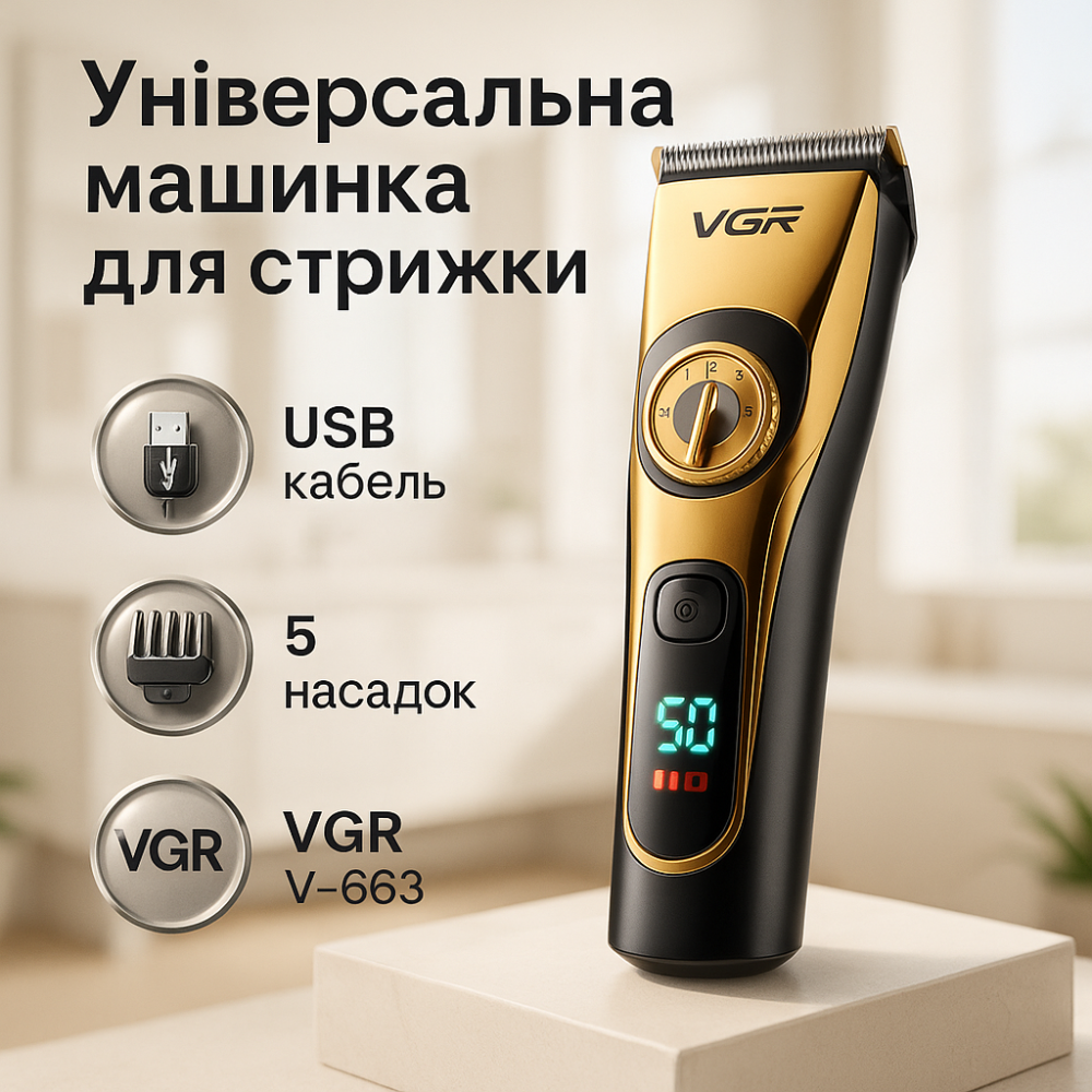 Профи машинка для стрижки волос VGR, Машинка для стрижки волос мощная Набор машинок SR-38 Львов - изображение 20