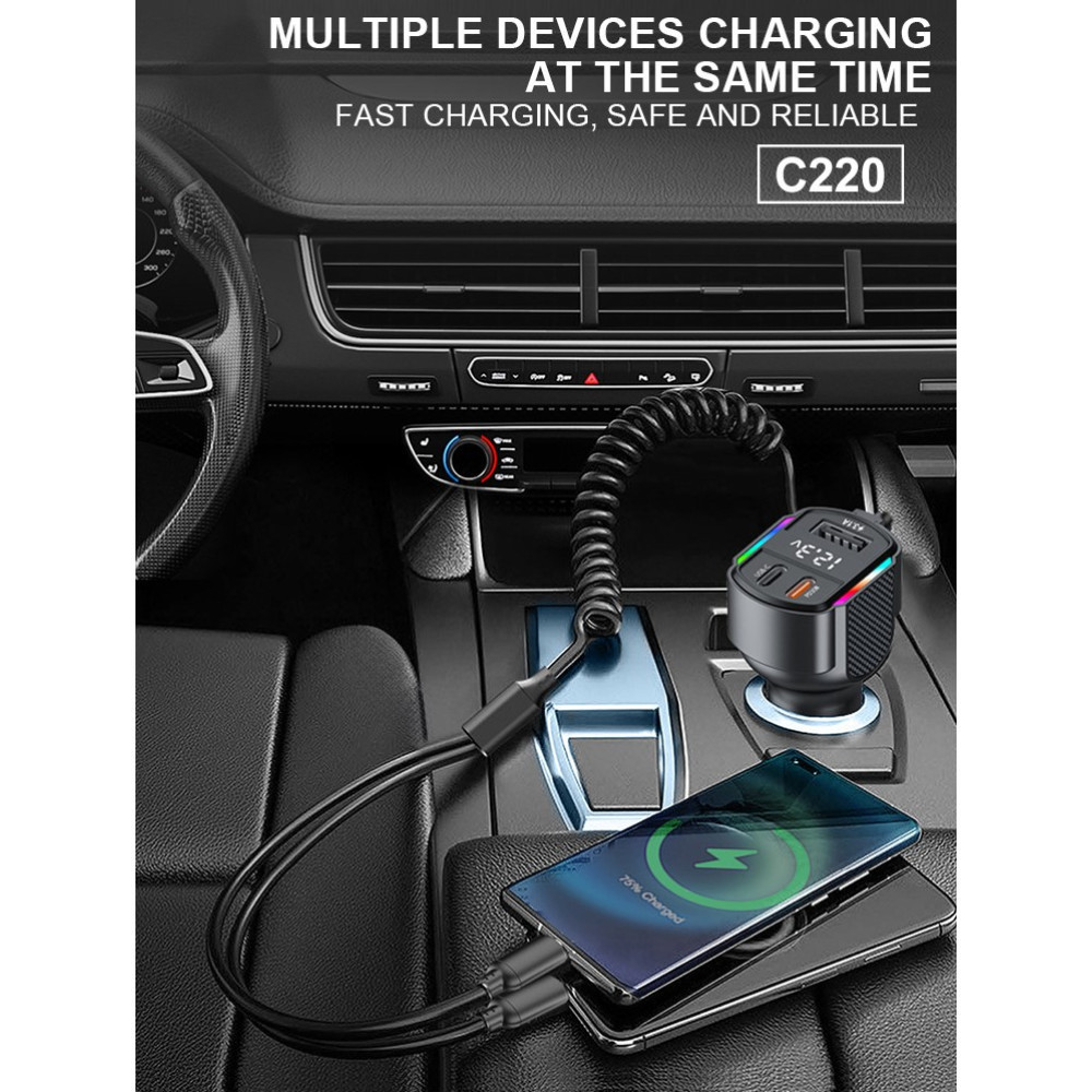 Автомобильное зарядное устройство с FM-модулятором WUW-C220 Black Одесса - изображение 7