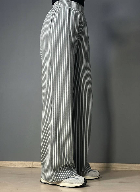 Брюки жіночі A-NIUSHOW 30131 палаццо бавовна в смужку талія на резинці сірі, сірий, S Київ - фото 5