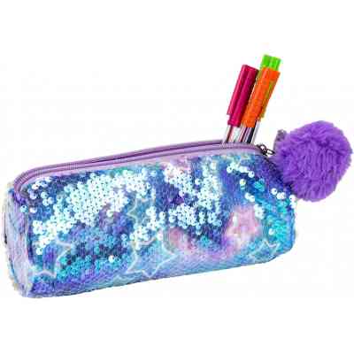 Пенал Cool For School з паєтками та помпоном 1 відділення синій (CF87062) Вінниця