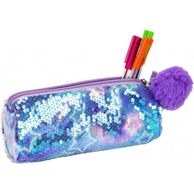 Пенал Cool For School с пайетками и помпоном 1 отделение синий (CF87062) Винница - изображение 2