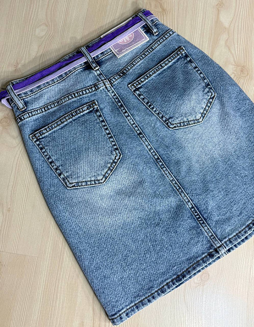 Спідниця жіноча джинсова Vanver 2033 пряма коротка з поясом стрейчева блакитна, блакитний, 27, 27, 71 см, 96 см Київ - фото 8