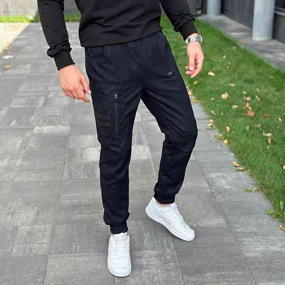 Штани карго чоловічі весняні з кишенями темно-сині Pobedov Papin Brodyaga Київ