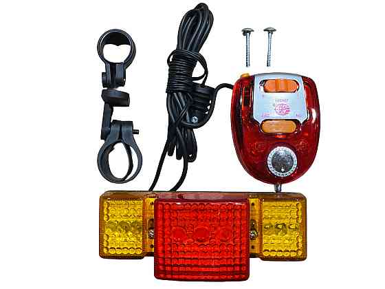 Стоп-сигнал (в сборе) велосипедный (+звонок) (комплект, LED с поворотами) Мукачево