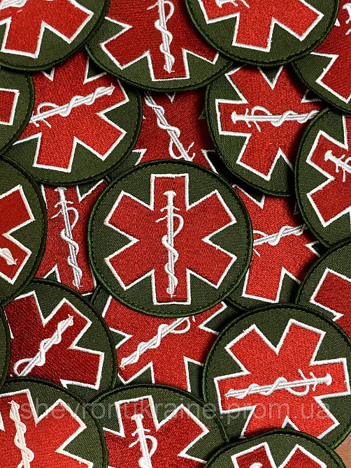 Шеврон Медицинский крест (Форма круг. На липучке) Размер 8см в диаметре Киев - изображение 4