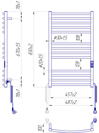 Електрична рушникосушарка Mario Фенікс-I 830x500/100 TR К таймер-регулятор Київ