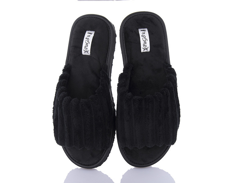 Тапочки чоловічі з відкритим носком та легкою підошвою PaGo великий вельвет чорні Одеса - фото 2