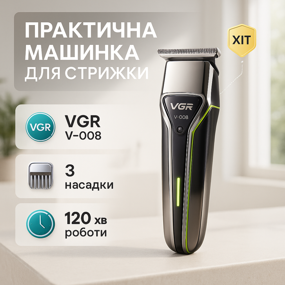 Професійна машинка для стрижки голови VGR V-008 Pro, Професійна бритва-машинка для стрижки волосся OD-87 Львів - фото 12