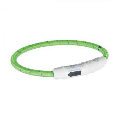 Ошейник Trixie Flash Light Ring USB для собак с подсветкой силиконовый зеленый размер L–XL 65 см/7 мм Киев
