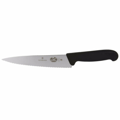 Кухонний ніж Victorinox Fibrox Carving 19 см Serrated Black (5.2033.19) Вінниця - фото 1
